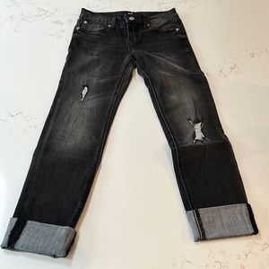 Hudson cuffed jean. Cuffs not sewn so can be worn down with frayed edge.